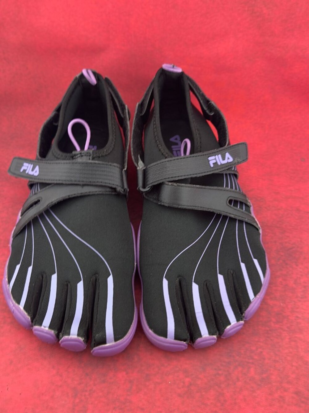 FILA SKELE-TOES EZ SLIDE WOOMEN'S BLACK PURPLE MINIMALIST WATER SHOES BEACH 10